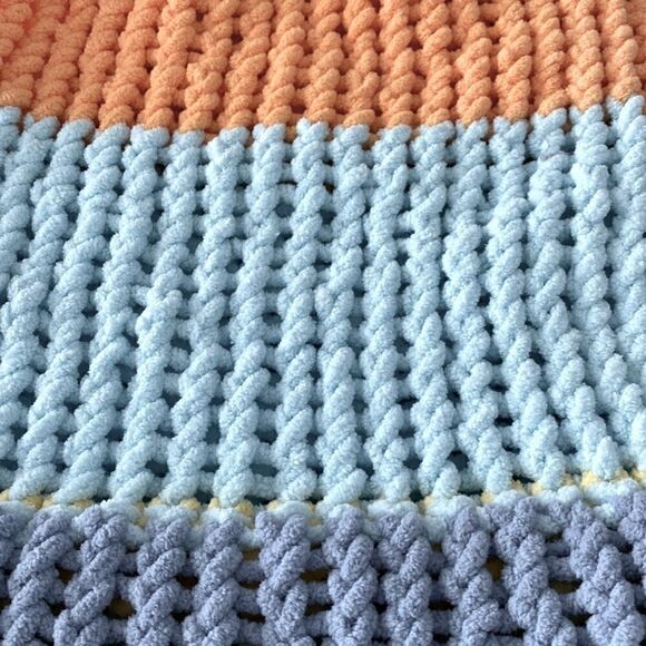 Oversized Colorful Hand-knitted Hat Blue Orange Yellow Crochet Artsy Fun - Picture 8 of 8